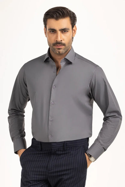 Grey Solid Casual Shirt