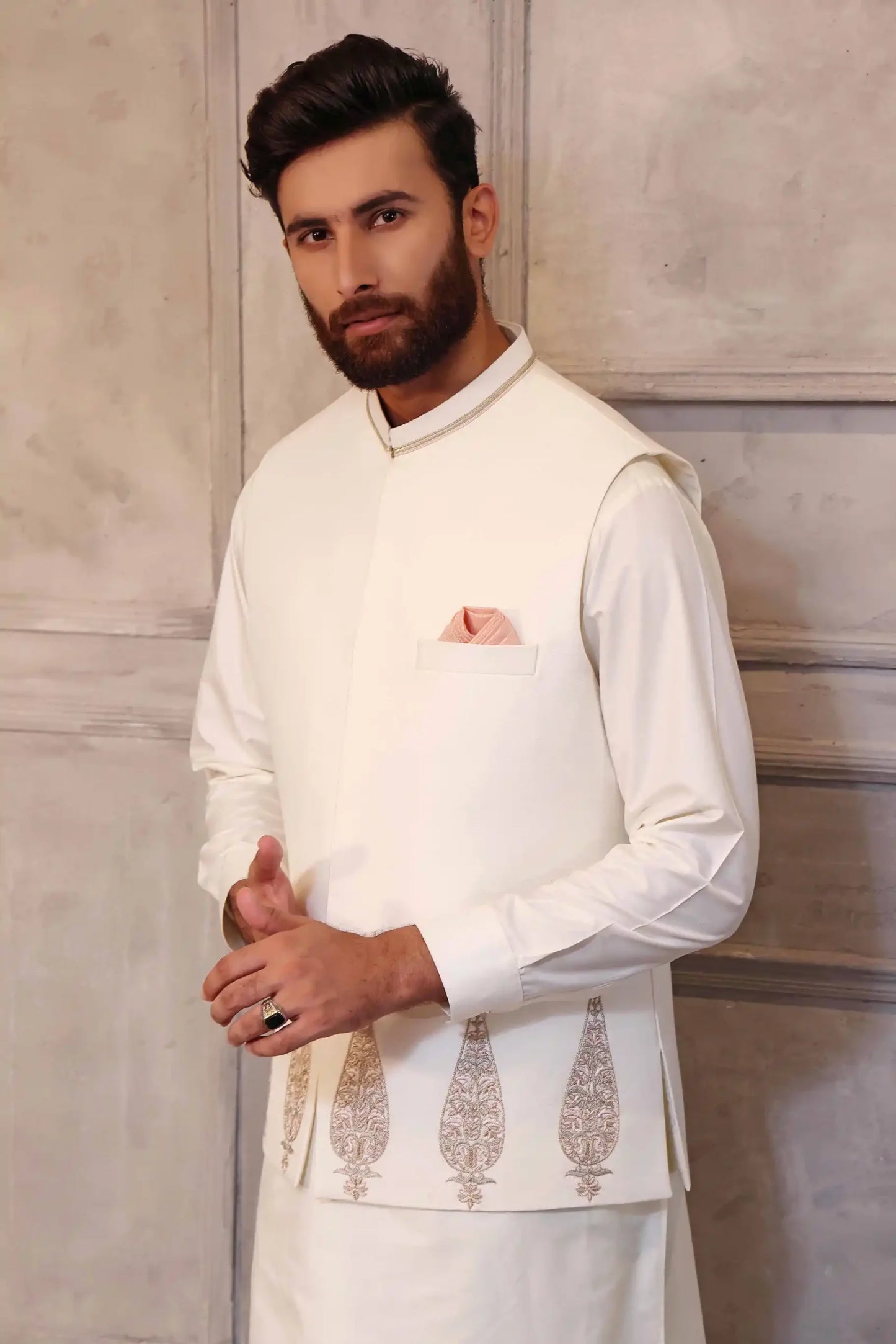Ivory White Bundi with Hand Embroidery