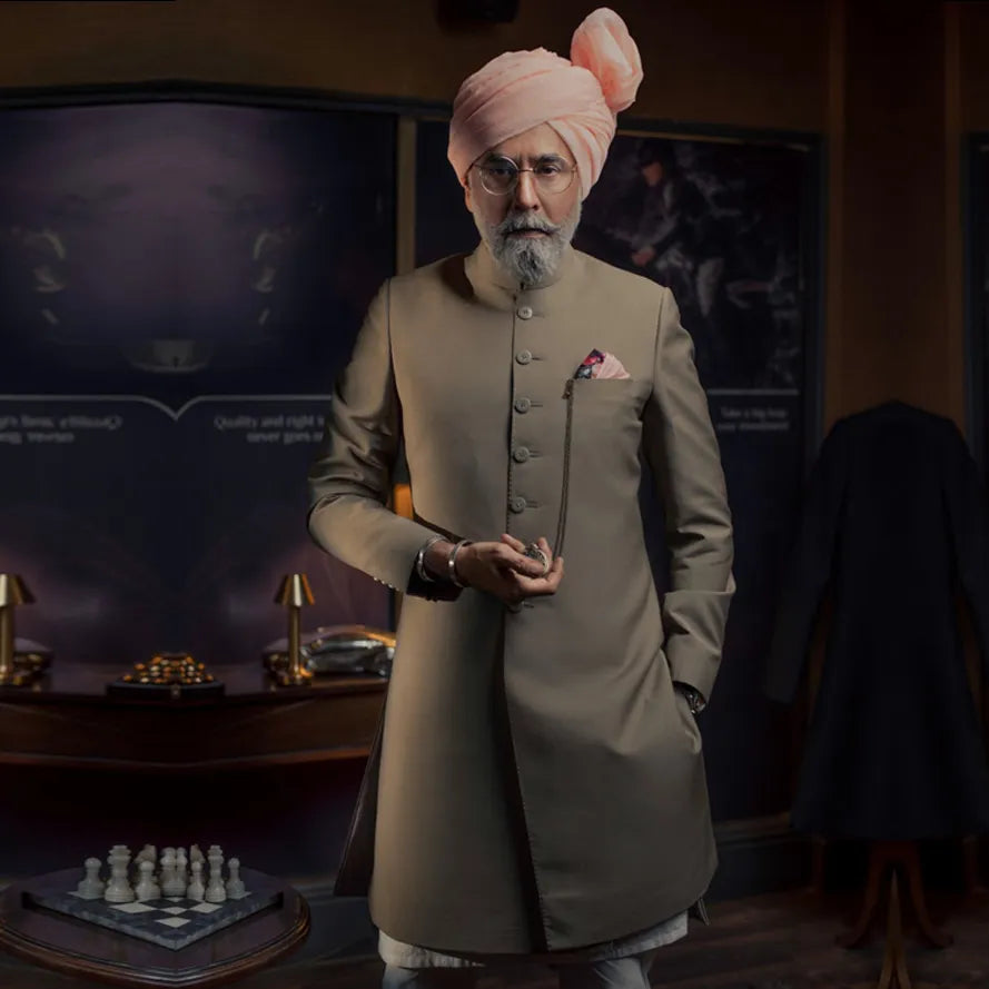 Khaki Colour Sherwani for Grooms Father
