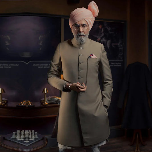 Khaki Colour Sherwani for Grooms Father
