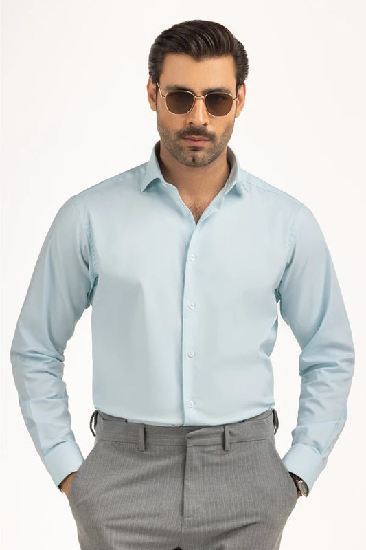 Light Blue Solid Casual Shirt