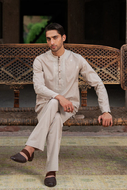 Light Pink Kurta with Hand Embroidery