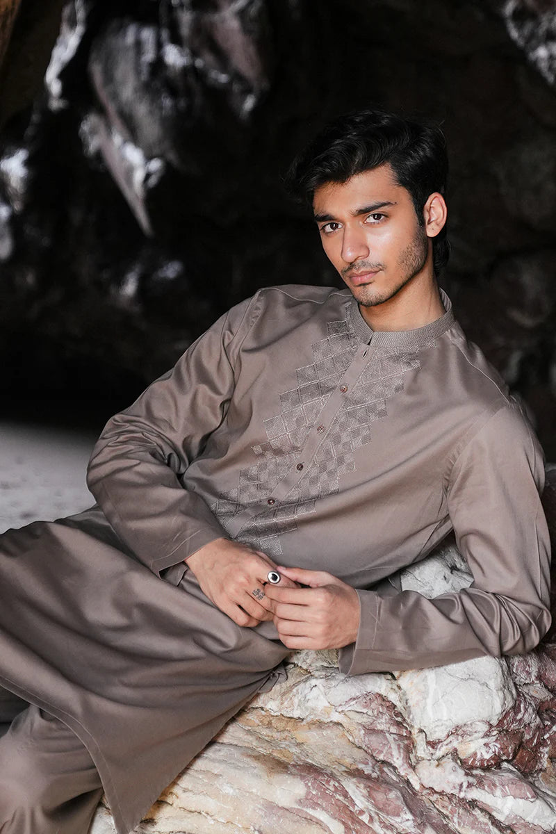 Light brown Kurta with Hand Embroidery