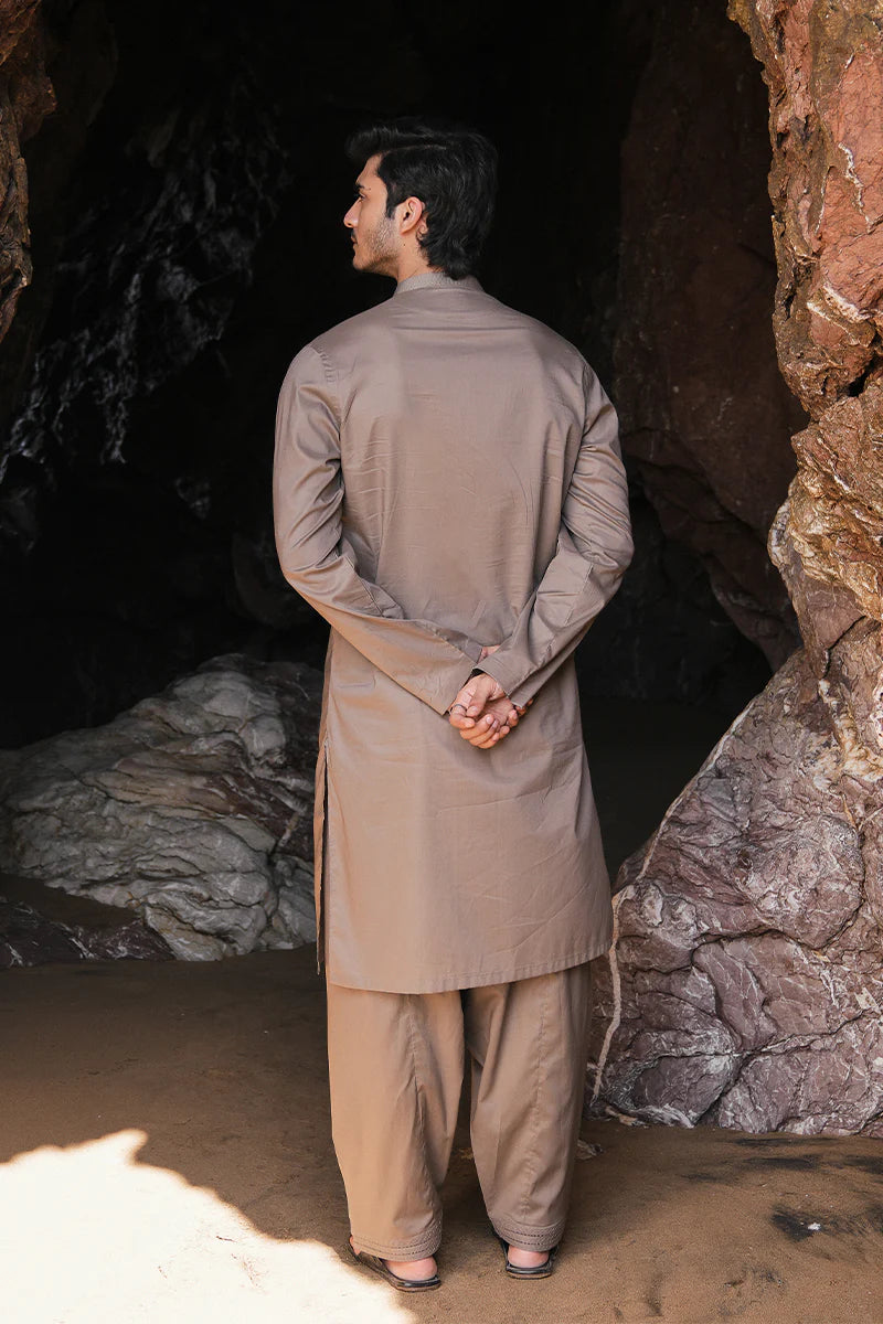 Light brown Kurta with Hand Embroidery