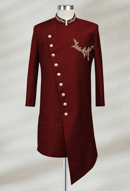 Maroon Sherwani with Hand Embroidery