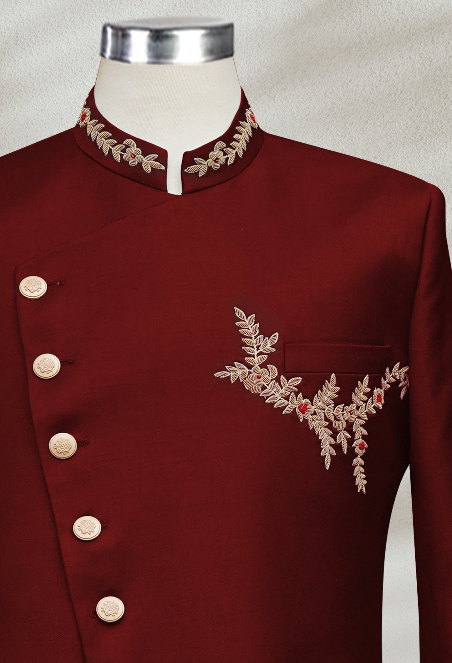 Maroon Sherwani with Hand Embroidery