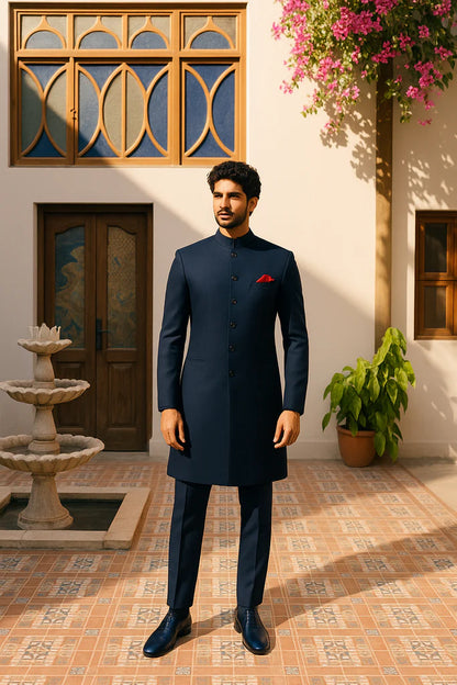 Royal Navy Blue Sherwani for Men