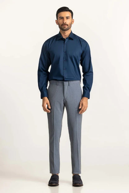 Navy Blue Solid Casual Shirt