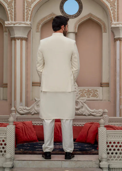 Off White Bandhgala with Gold Buttons