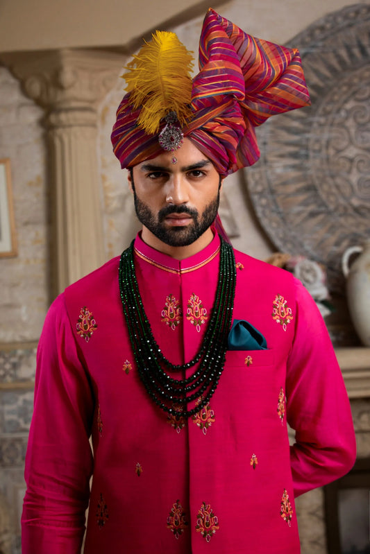 Pink All Over Embroidered Bundi