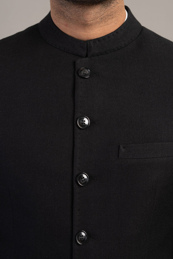 Jet Black Sherwani for Men – Premium Designer Wedding Sherwani for Groom, Reception & Festive Wear