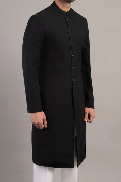Jet Black Sherwani for Men – Premium Designer Wedding Sherwani for Groom, Reception & Festive Wear