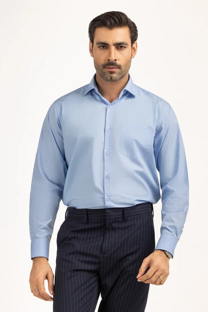 Sky Blue Solid Casual Shirt