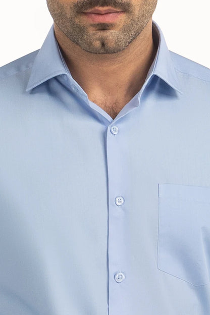 Sky Blue Solid Casual Shirt