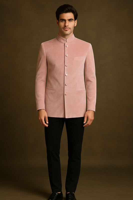 Pink Velvet Bandhgala
