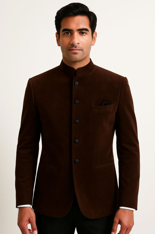 Brown Velvet Bandhgala