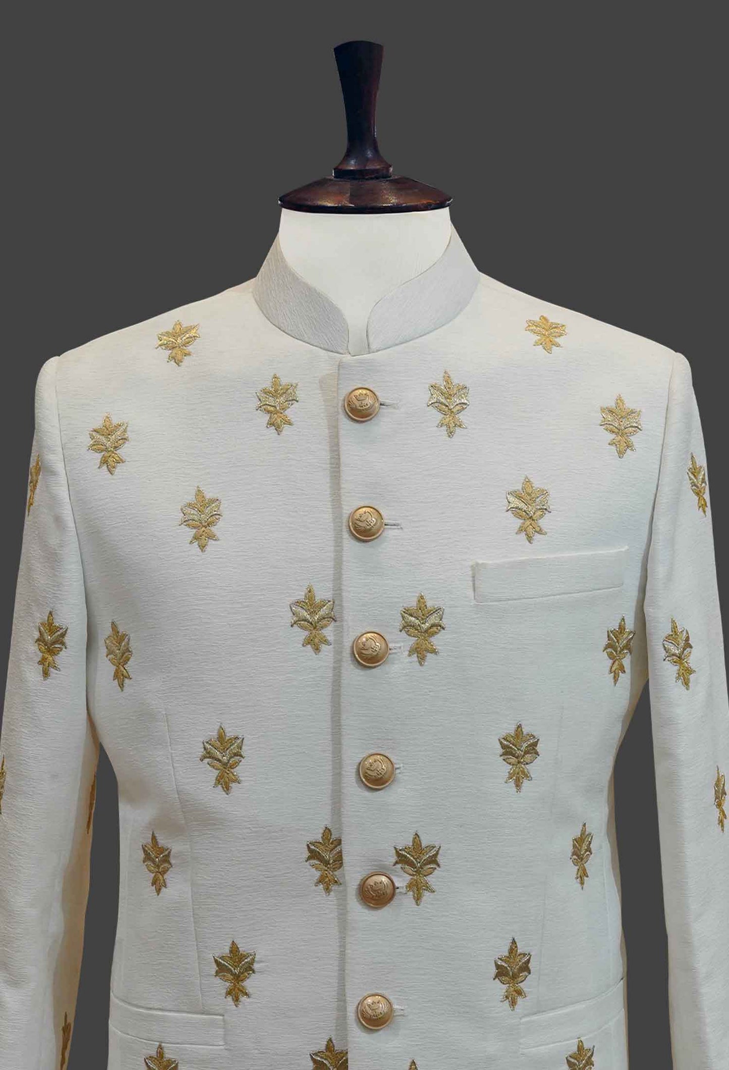 White Bandhgala with Hand Embroidery | Classic Ethnic Jacket for Men