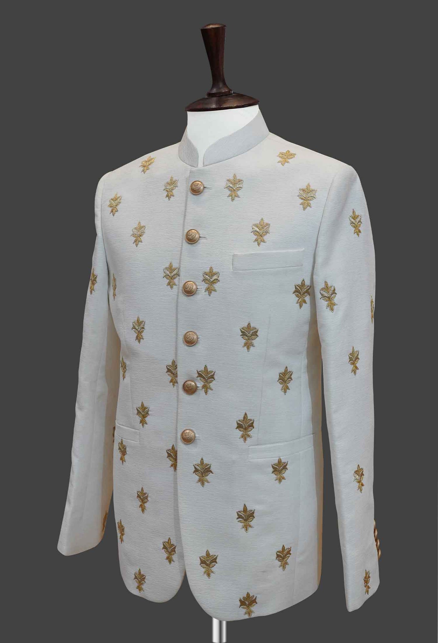 White Bandhgala with Hand Embroidery | Classic Ethnic Jacket for Men