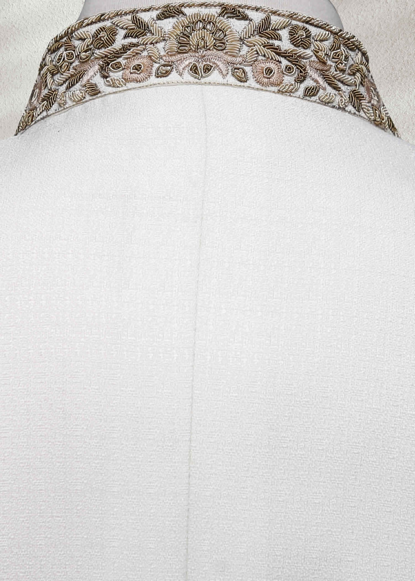 White Raw Silk Sherwani with Floral Embroidered