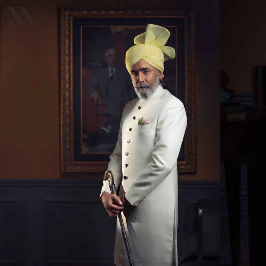 White Sherwani for Grooms Father