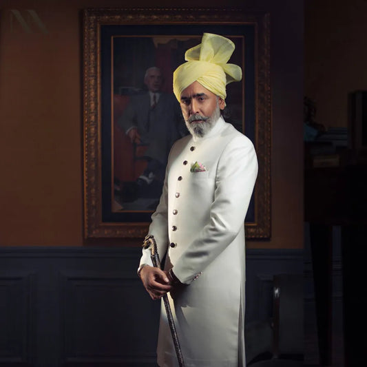 White Sherwani for Grooms Father