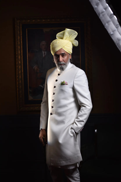 White Sherwani for Grooms Father