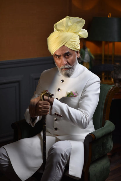 White Sherwani for Grooms Father