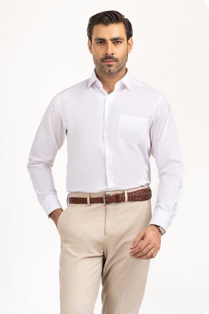 White Solid Casual Shirt