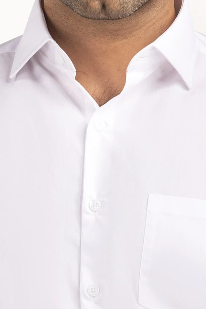 White Solid Casual Shirt