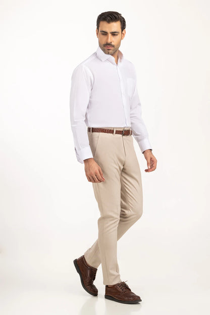 White Solid Casual Shirt