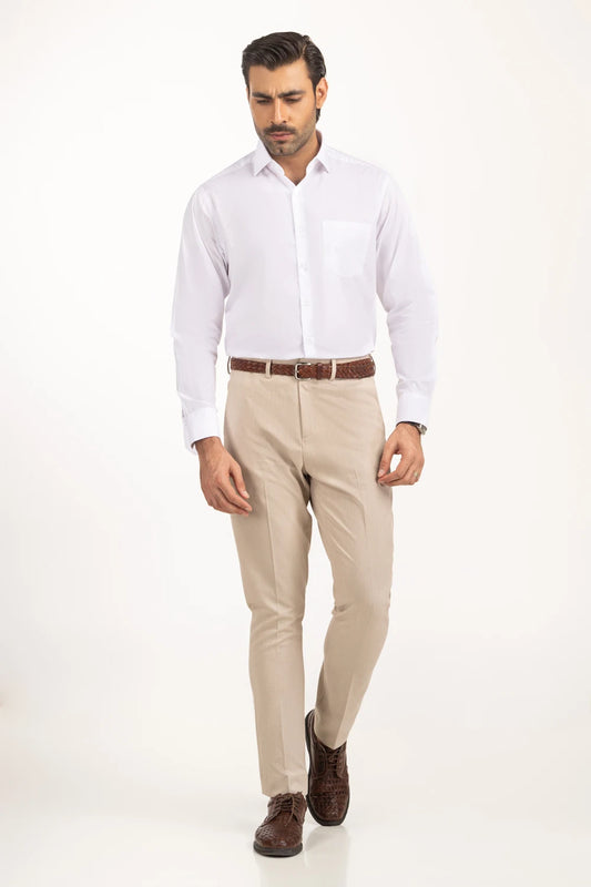 White Solid Casual Shirt