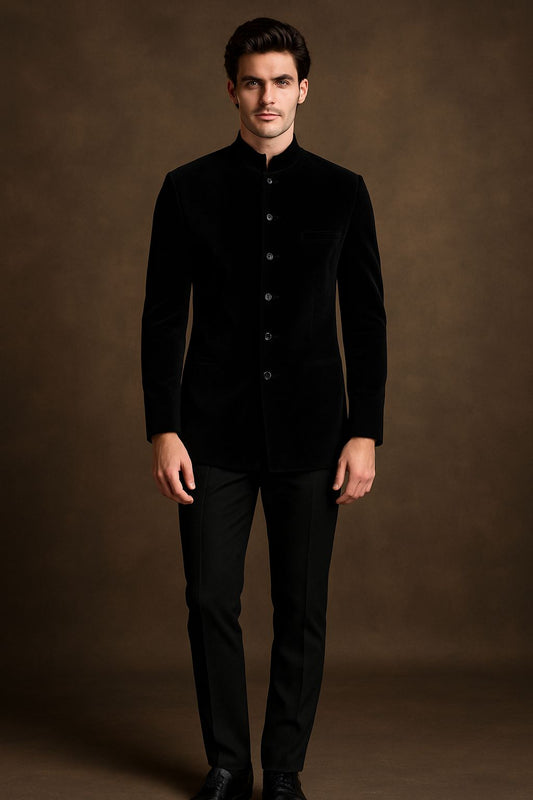 Black Velvet Bandhgala